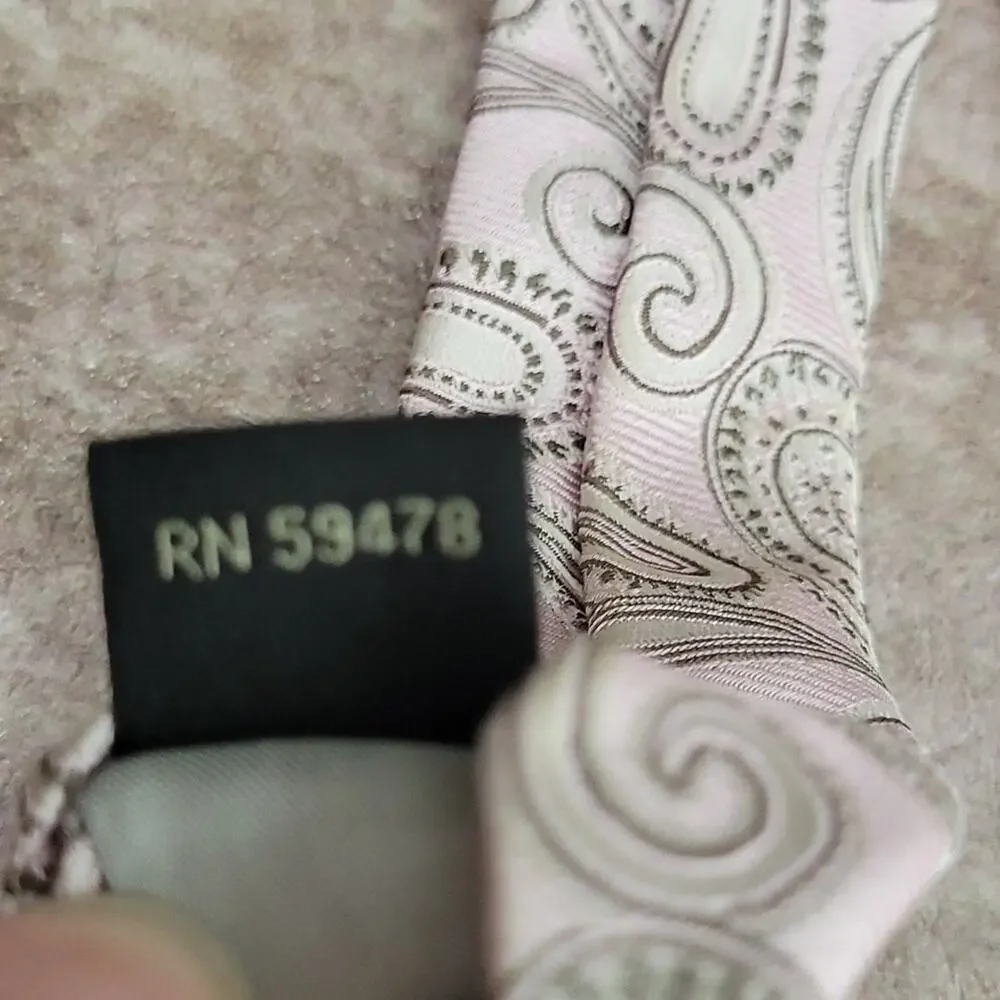Unbranded Men's Pink & Brown Paisley Print Silk Necktie